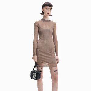 Calvin Klein Sheer Knit Double Layer Mini Dress S